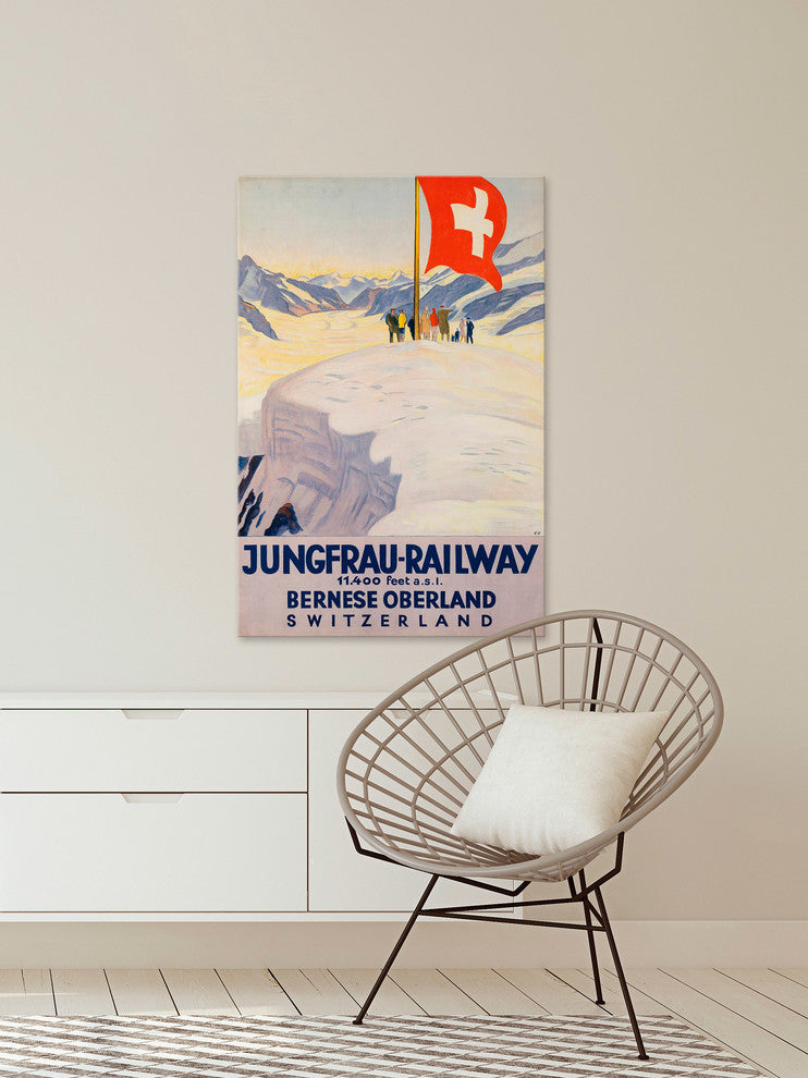 "Jungfrau Railway" Painting Print on Wrapped Canvas, 40"x60"