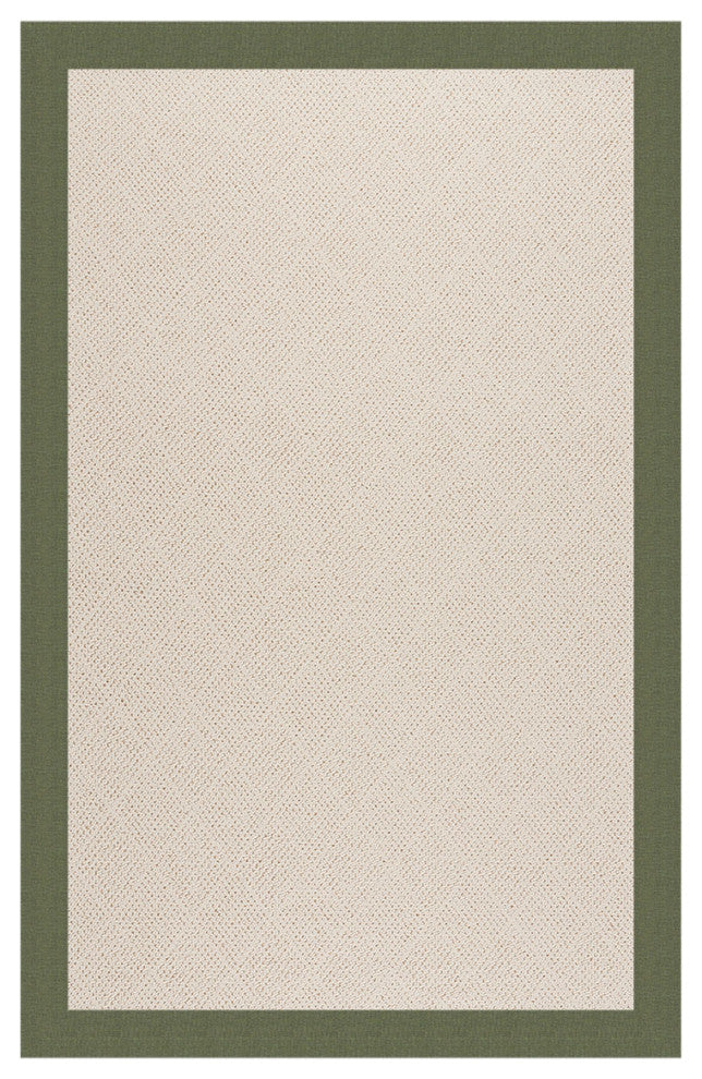 Zoe-White Wicker Machine Tufted Rectangle Rug, Plant Green, 5'x8'