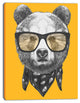 Funny Bear with Formal Glasses, Contemporary Animal Art Canvas, 12"x20"