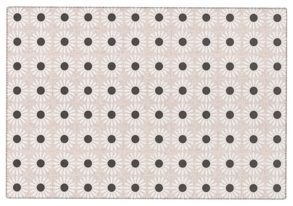 Schatzi Brown Retro Jumbo Daisy Neutral Area Rug