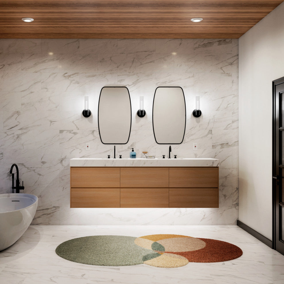 Aviv 13" 1 Light Wall Sconce With Clear Glass, Black