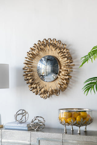 Gewnee 27", Sunburst Design Wall Mirror Decorative Golden Finish