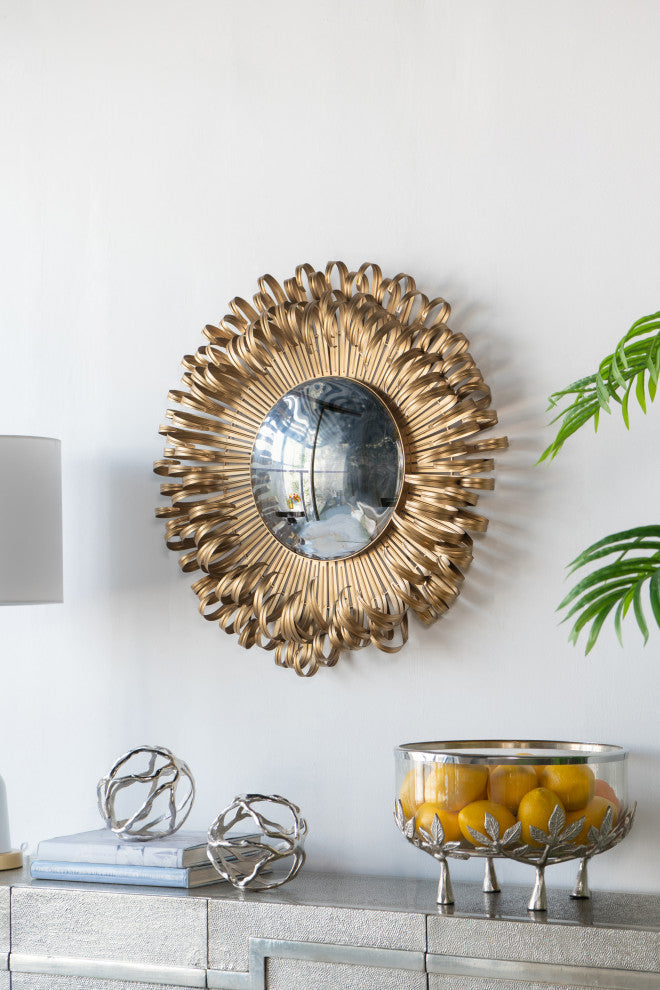 Gewnee 27", Sunburst Design Wall Mirror Decorative Golden Finish