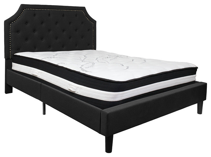 Brighton Queen Size Tufted Upholstered Platform Bed With Pocket Spring Mattress
