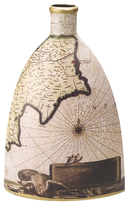 Porcelain Nautical Map Vase