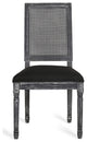 Merlene French Country Upholstered Wood and Cane 5-Piece Circular Dining Set, Gray/Black