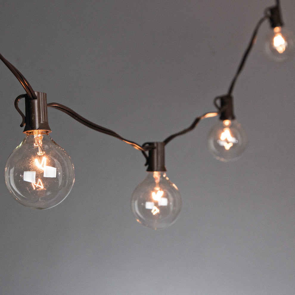 Set of 2 20-ft Long Electric Patio Light Strings with 20 G40 Bulbs Each