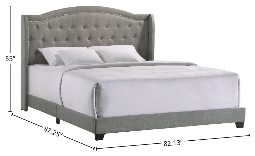 Kent Rhyan Upholstered Platform Bed, Gray, King