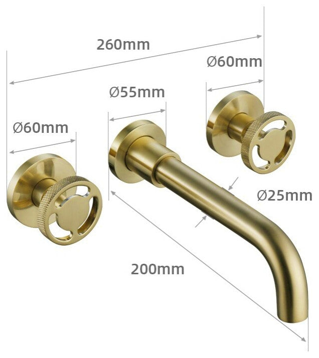 Solid Brass Dual Handle Wall Mounted Faucet