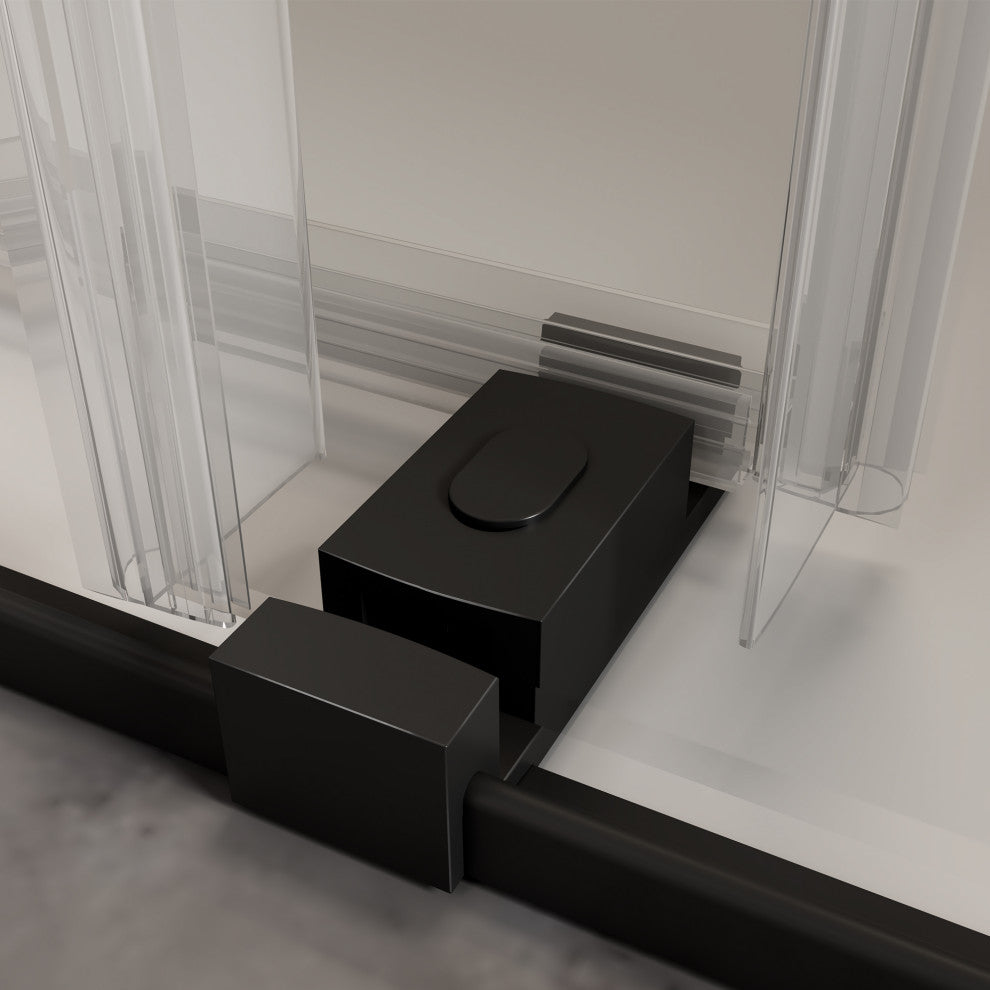 48" Frameless Sliding Shower Door, Matte Black, Soft-Closing