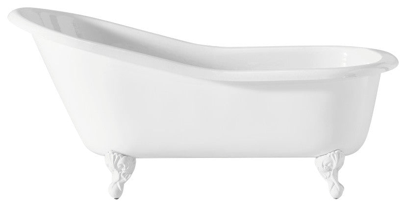Cheviot Products Slipper Cast Iron Bathtub With Continuous Rolled Rim, White