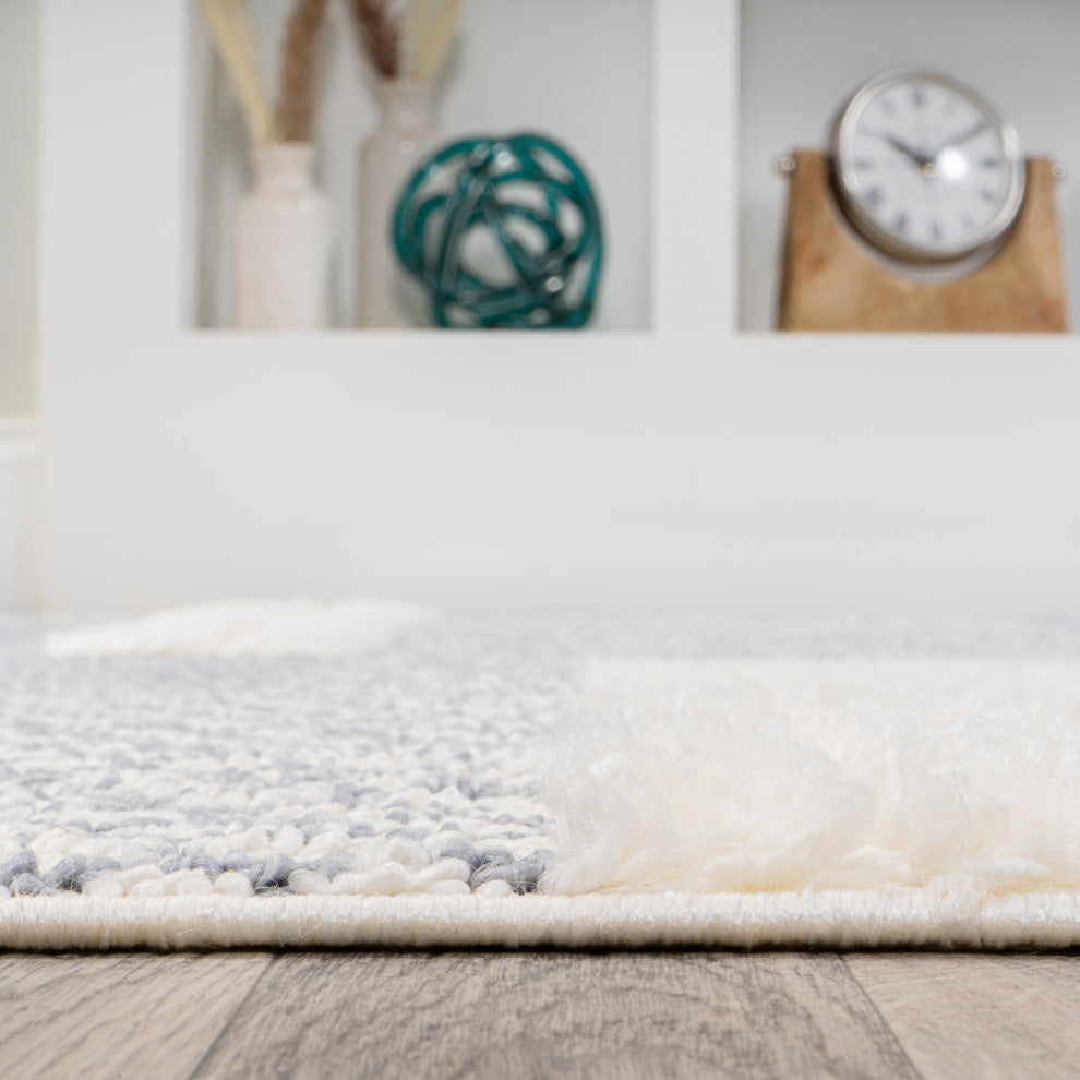 Kerstin Geometric High-Low Cream/Gray 2'x8' Runner Rug