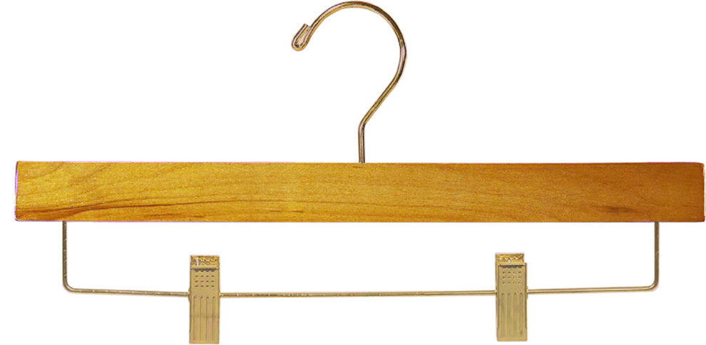 Wooden Bottoms Hanger With Honey Finish, Brass Hardware, Box of 25