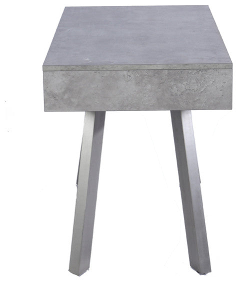 HomeRoots 30" Walnut Veneer Metal and Concrete Desk