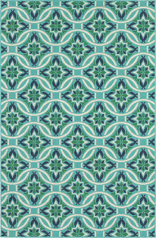 Oriental Weavers Sphinx Meridian 5868L  Outdoor Rug, Blue/Green, 7'10"x7'10" Round