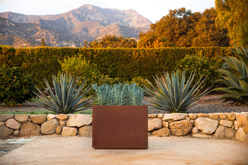 Metallic Series Corten Steel Span Planter, Short