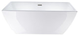 Vanity Art Acrylic Freestanding Soaking Bathtub, White/Brushed Nickel, 67"