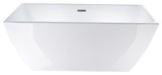 Vanity Art Acrylic Freestanding Soaking Bathtub, White/Brushed Nickel, 67"