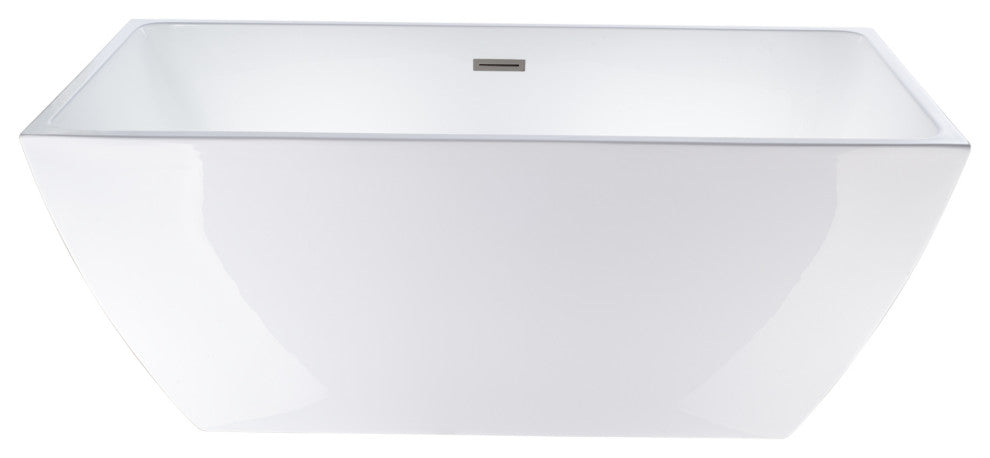 Vanity Art Acrylic Freestanding Soaking Bathtub, White/Brushed Nickel, 67"