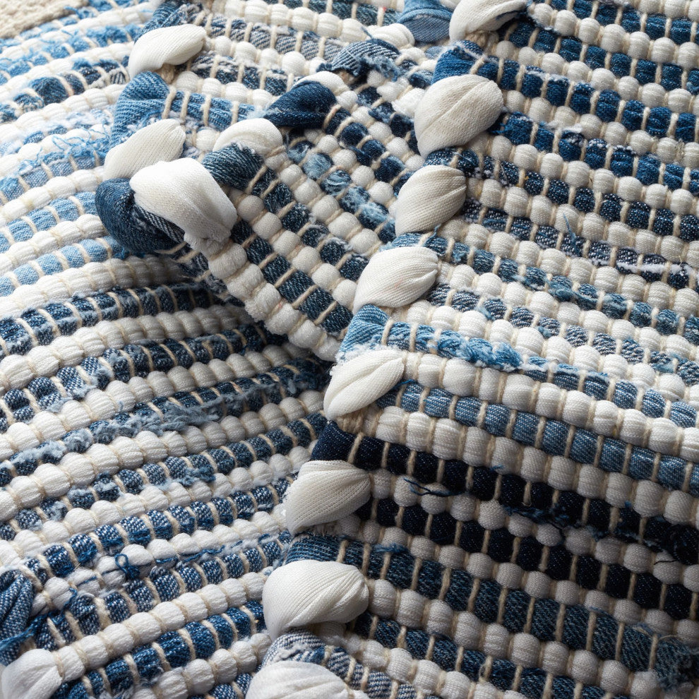 Dash & Albert Denim Rag Ribbed Handwoven Cotton Rug, Blue, 8' x 10'