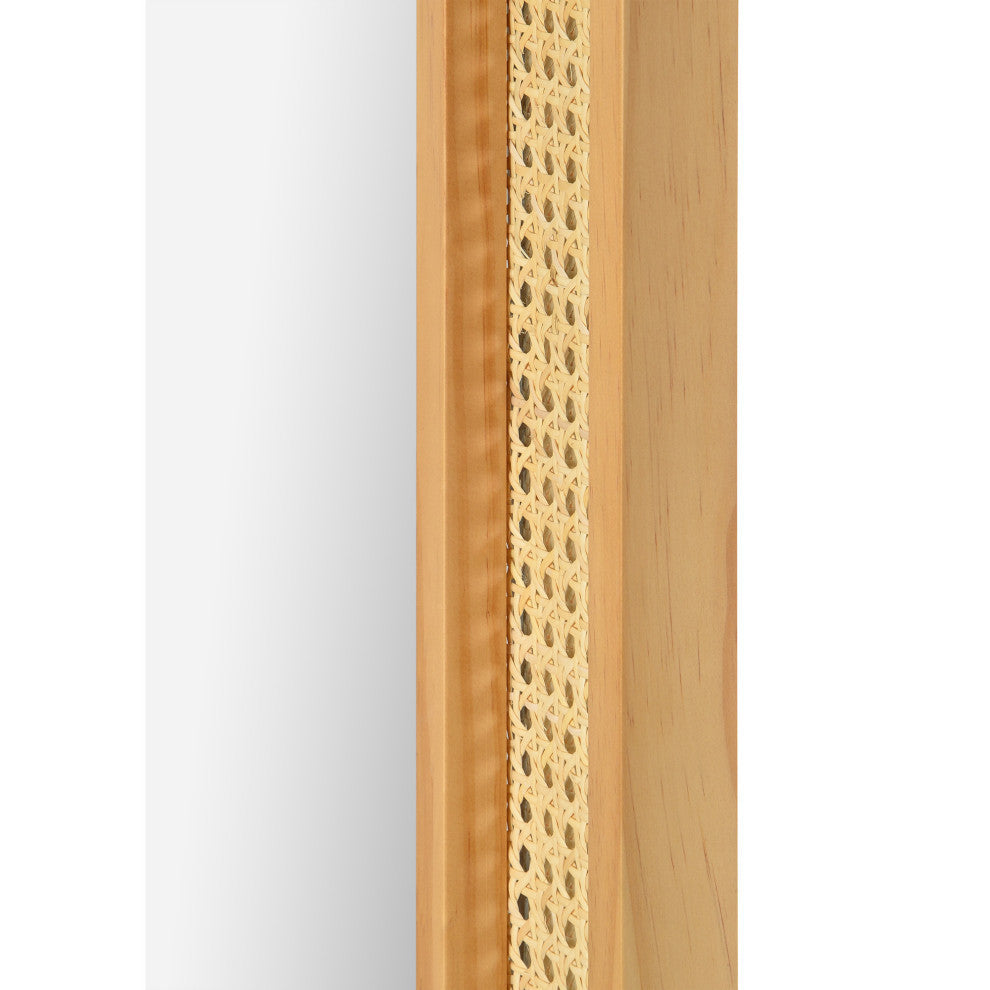 Wren Rectangular Rattan And Pine Wood Wall Mirror
