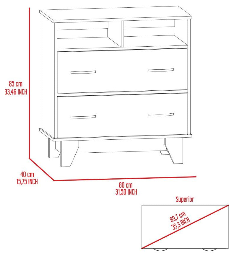 Portobelo Two Drawer Dresser, White