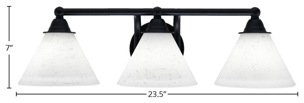 Paramount 3-Light Bath Bar, Matte Black, 7" White Muslin Glass