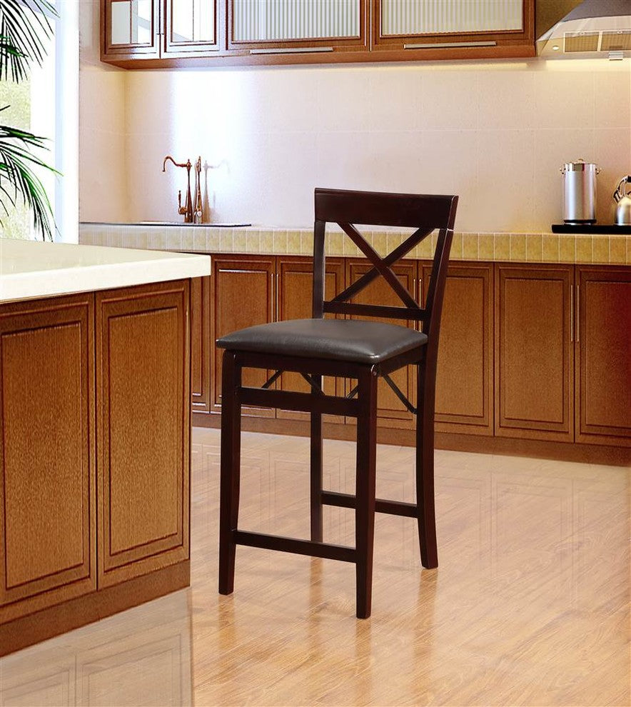 Triena X Back Folding Counter Stool, 17W X 20Dx 37H, Espresso
