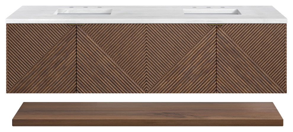 Marcello 72" Double Vanity, Chestnut, Arctic Fall
