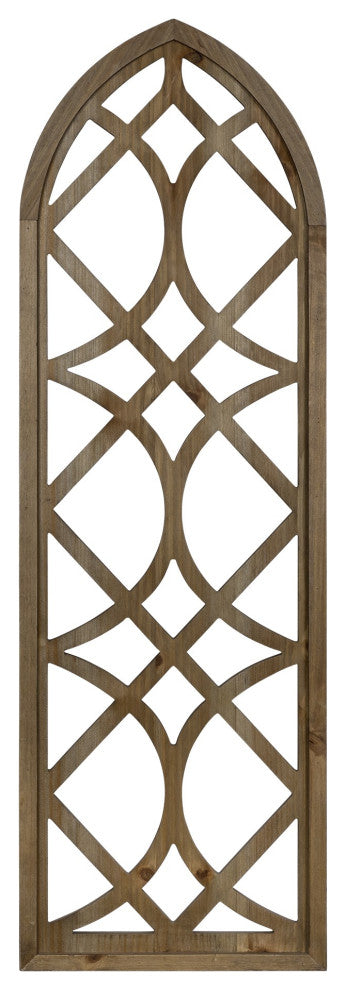 Light Brown Wooden Window Panel Wall D"cor