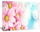 Pink Flowers Bouquet on Blue, Large Floral Canvas Artwork, 20"x12"
