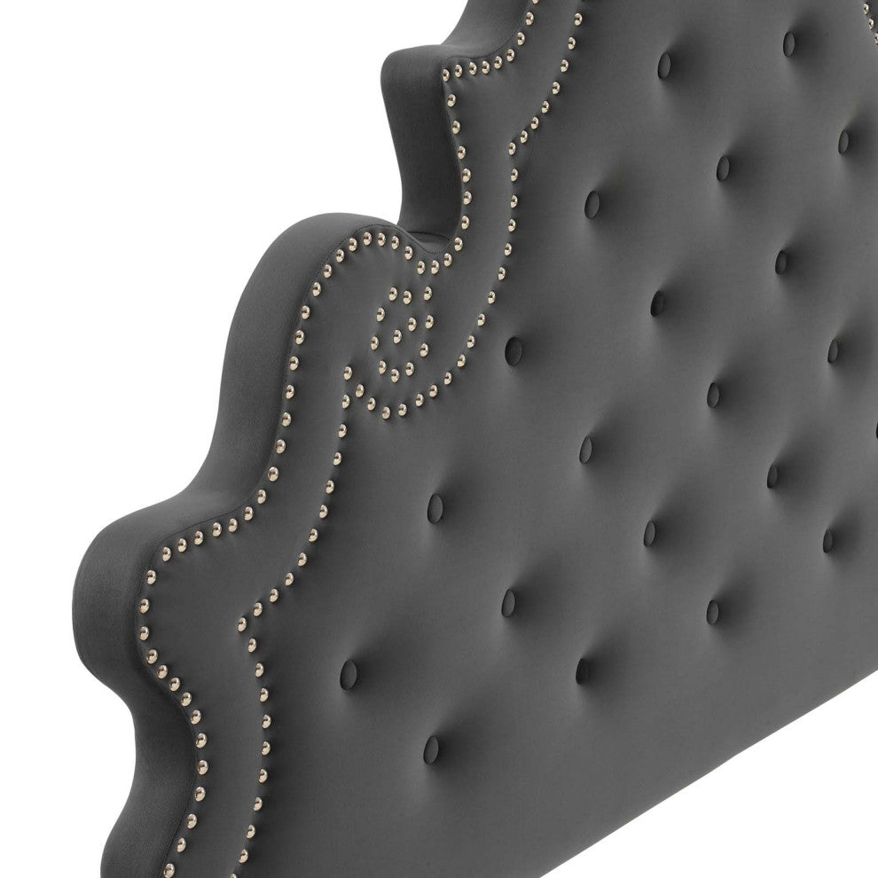 Diana Tufted Performance Velvet Twin Headboard Charcoal