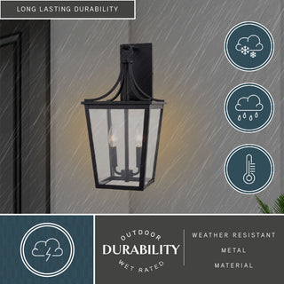 Cottage Grove 1-Light Matte Black Transitional Outdoor Wall Lantern Clear Glass, 9"wx19"hx9.75"d