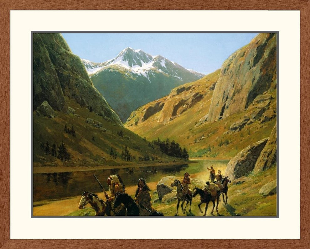 "Indian Maurauders In Party Fording Stream"  by Henry Farny, 41x33"