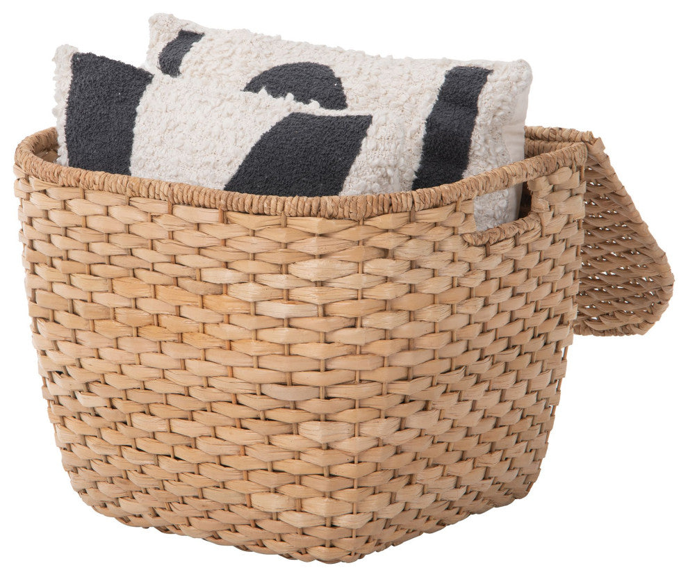 Oval Seagrass Wall Trunk, Storage Basket With Lid and Flat Backside, Natural