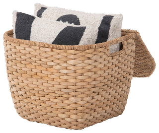 Oval Seagrass Wall Trunk, Storage Basket With Lid and Flat Backside, Natural