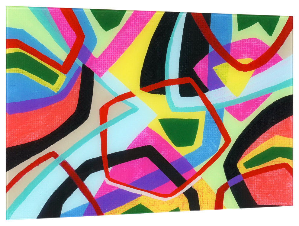 "Bold Shape Shift II" Frameless Free-Floating Reverse Printed Tempered Art Glass