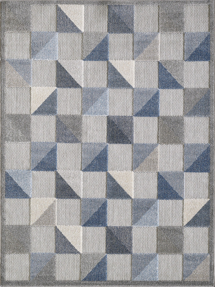 Calla Scope Indoor/Outdoor Rug, Blue, 6'7 X 9'