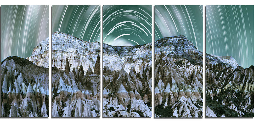 "Cappadocia Valley Panoramic View" Landscape Print Wall Art, 5 Panels, 60"x28"