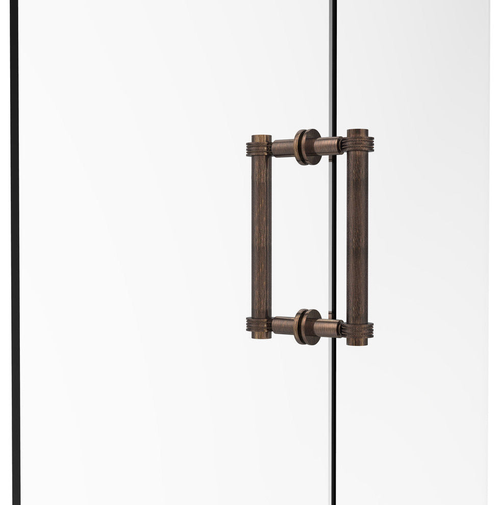 Contemporary 8" Dotted Accent Back to Back Shower Door Pull, Venetian Bronze