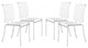 Set of Four White Faux Leather and Steel Modern Basket Weave Dining Chairs
