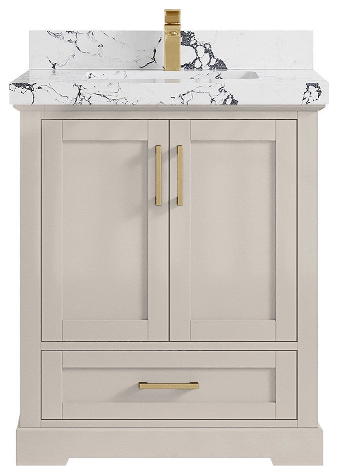 Boston 30" Single Sink Bath Vanity in Fine Grain 2" Viola Night