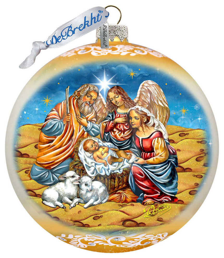 Regal Nativity Lg Glass Ornament, Gold