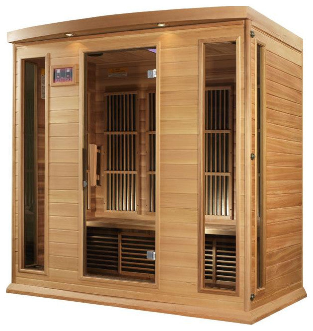 4-Person Corner Near Zero Emf(Under 2Mg) Far Infrared Sauna (Canadian Red Cedar)
