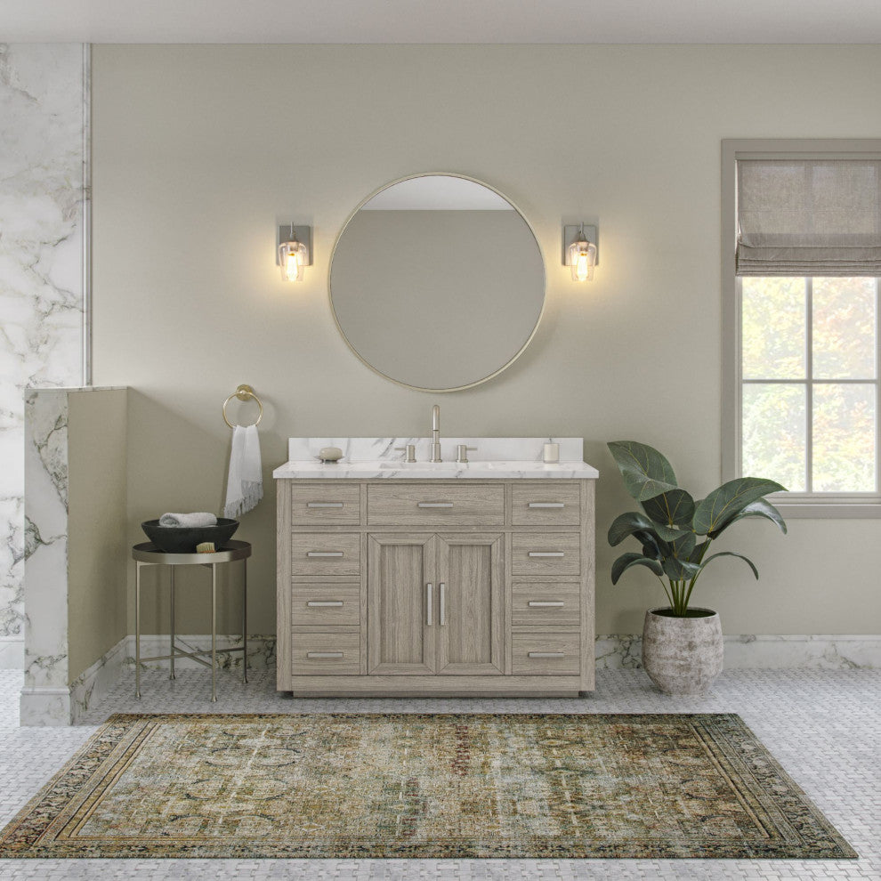 The Wyatt Bathroom Vanity, Antique Gray Oak, 48", Single Sink, Freestanding