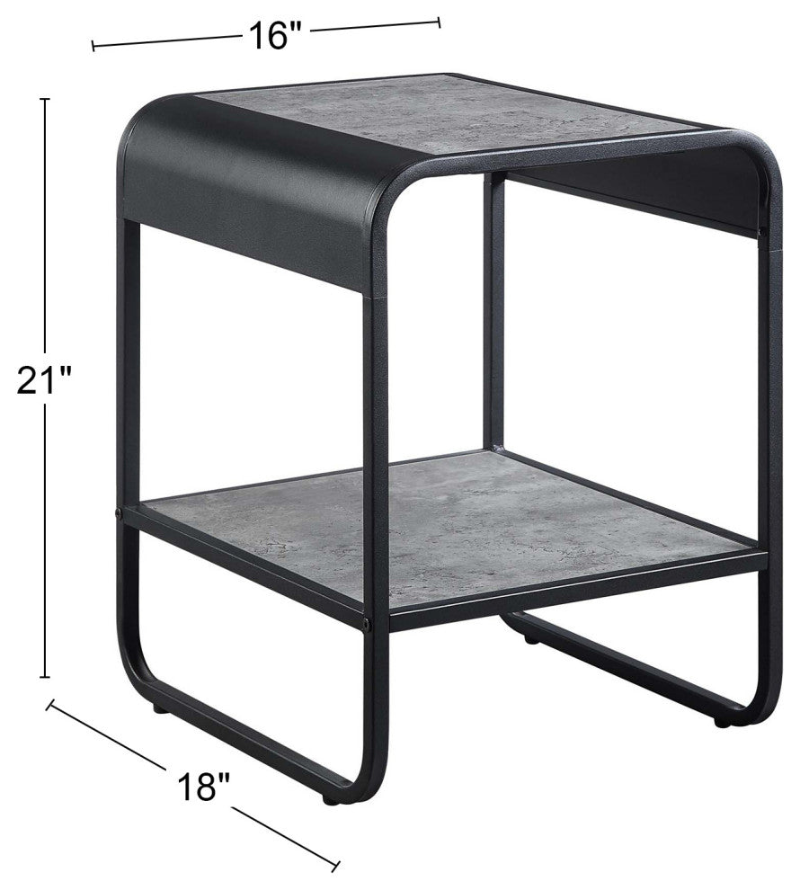 End Table With Shelf, Grey