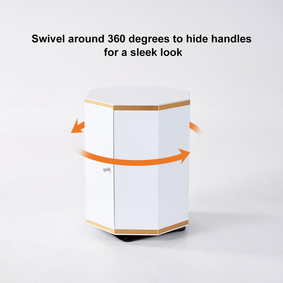 Round Swivel Shoes Storage Cabinet Tall And Narrow Shoe Cabinet Closet White, Small