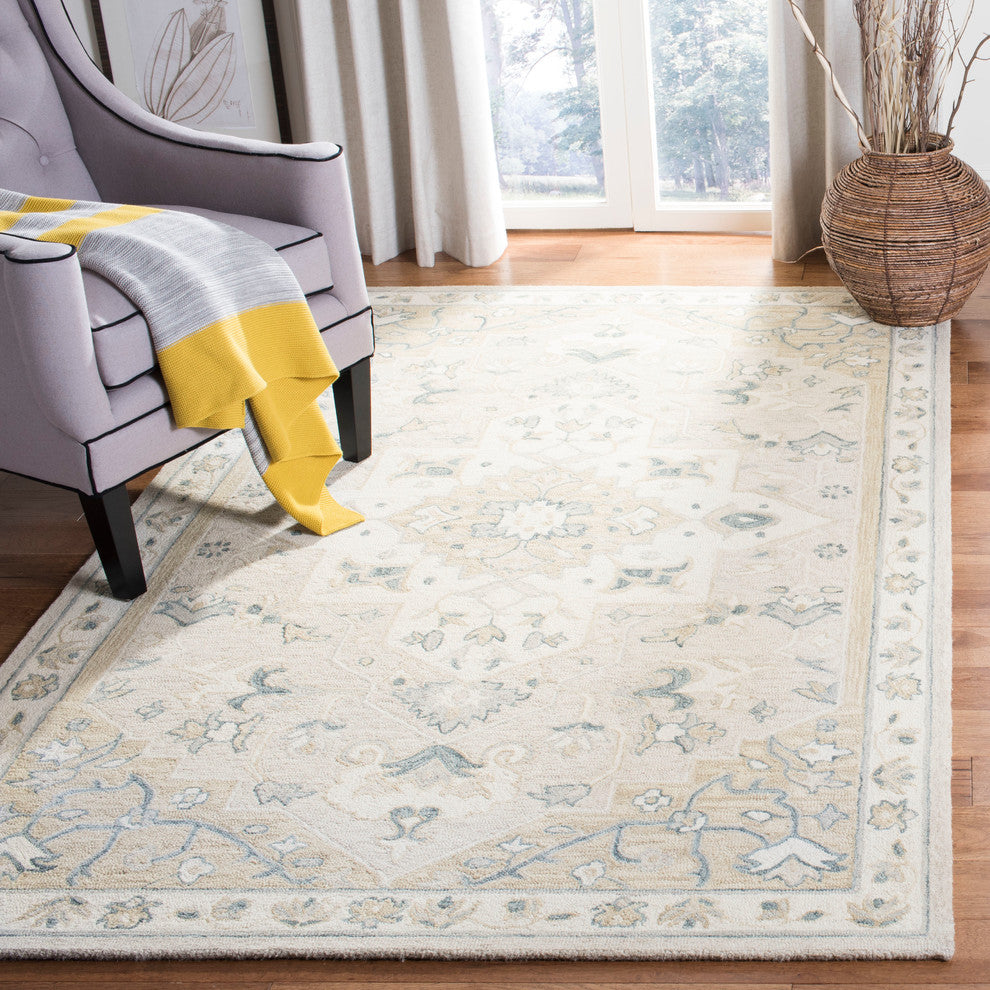Safavieh Micro-Loop Collection MLP505 Rug, Beige/Ivory, 4' X 6'