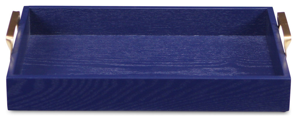 Royal Blue Wooden Tray With Gold Handles
