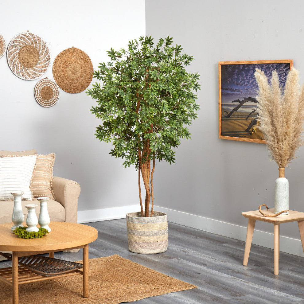 T2901 6 Japanese Maple Artificial Tree in Handmade Natural Cotton Woven Planter